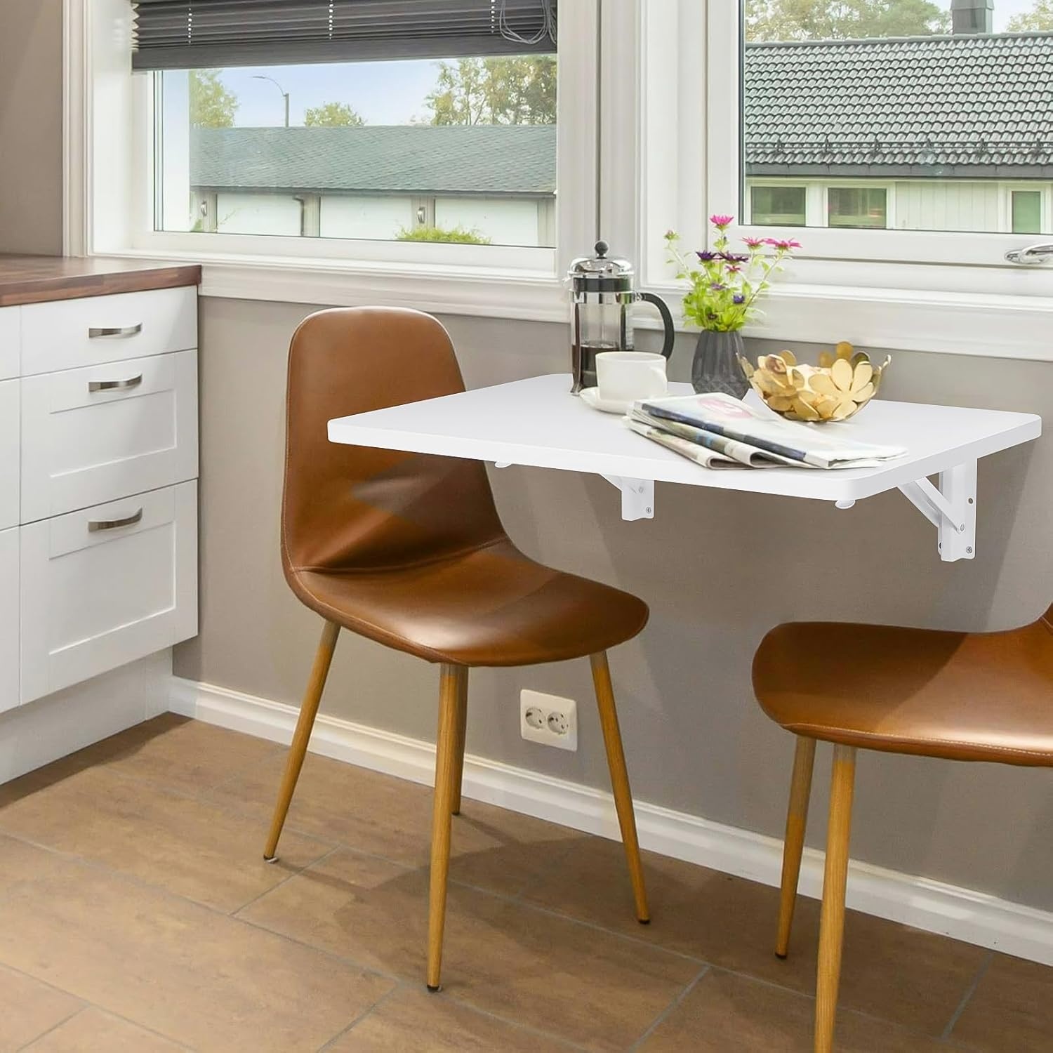 uyoyous Wandklaptafel van hout, 60 x 40 cm, klaptafel, wandtafel, ruimtebesparend drijvend bureau, keukentafel, kindermeubels, laptoptafel, eettafel