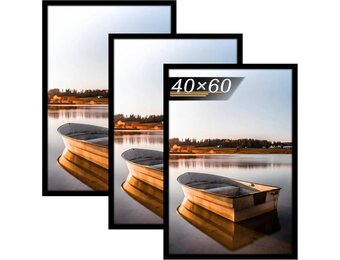 Fotolijst 40 x 60 cm, set van 3, zwarte fotolijst, 60 x 40 cm, frame 40 x 60 cm, ideaal voor foto's, afbeeldingen en posters.