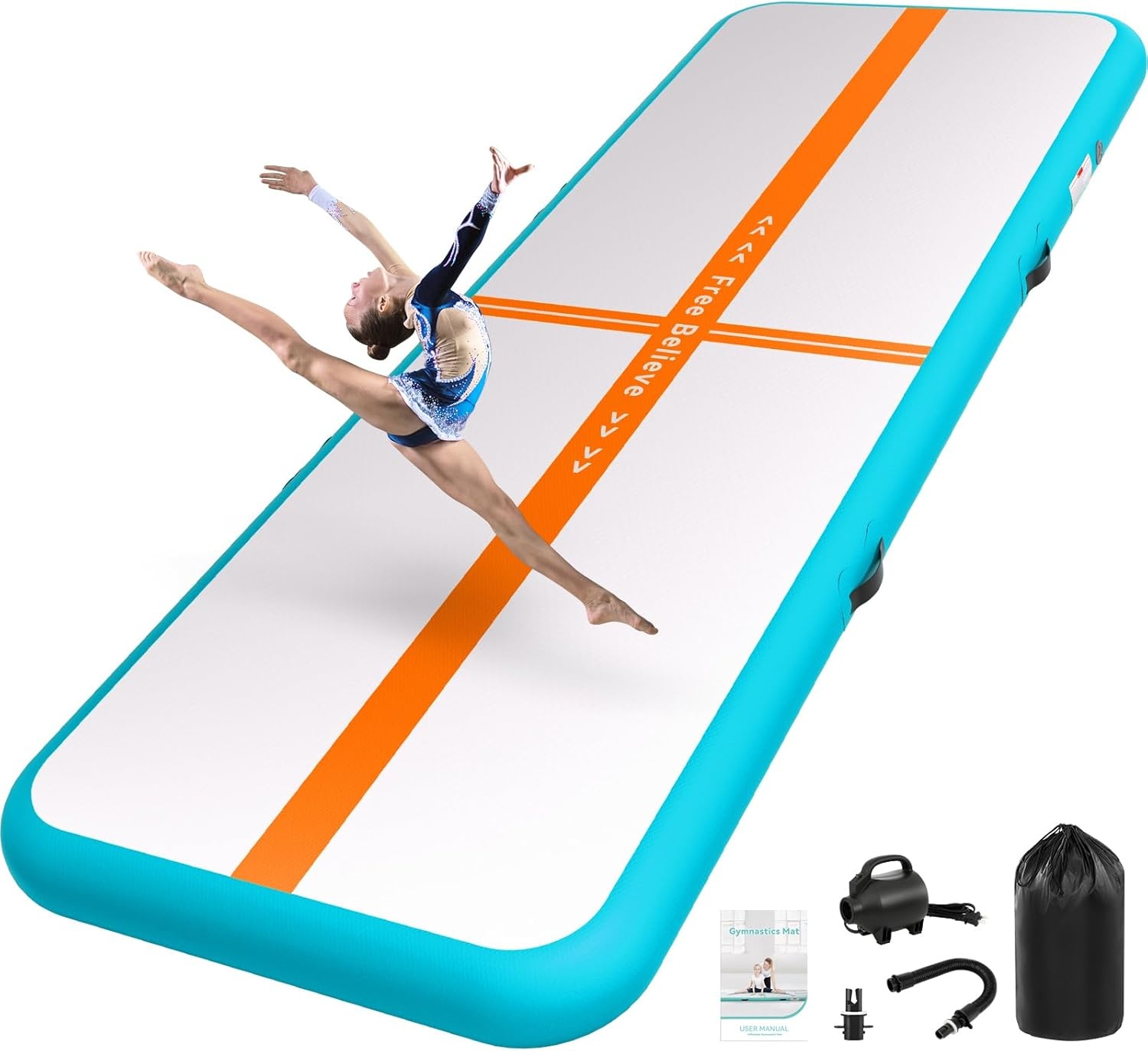 Turnmat Gymnastiekmat 2/3/4/5/6m met Elektrische Pomp 600W, Dikte 10/15cm