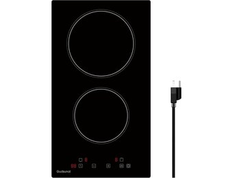 Dominio Kookplaat, 2-plaat keramische kookplaat met stekker, 3000 W, 9 warmtestanden, 1-99 minuten timer, aanraakbediening, automatische uitschakeling, kinderbeveiliging