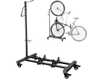 Mimoke Fietsstandaard met wieltjes, voor MTB- en racefietsen tot 29 inch, in hoogte verstelbaar, ruimtebesparend, ideaal voor woningen