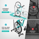 Mimoke Fietsstandaard met wieltjes, voor MTB- en racefietsen tot 29 inch, in hoogte verstelbaar, ruimtebesparend, ideaal voor woningen