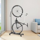 Mimoke Fietsstandaard met wieltjes, voor MTB- en racefietsen tot 29 inch, in hoogte verstelbaar, ruimtebesparend, ideaal voor woningen