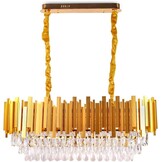 FRIXCHUR Moderne Kristallen Kroonluchter Goud 3-laags Ovaal Messing