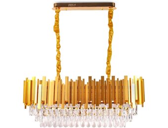 FRIXCHUR Moderne Kristallen Kroonluchter Goud 3-laags Ovaal Messing