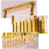 FRIXCHUR Moderne Kristallen Kroonluchter Goud 3-laags Ovaal Messing