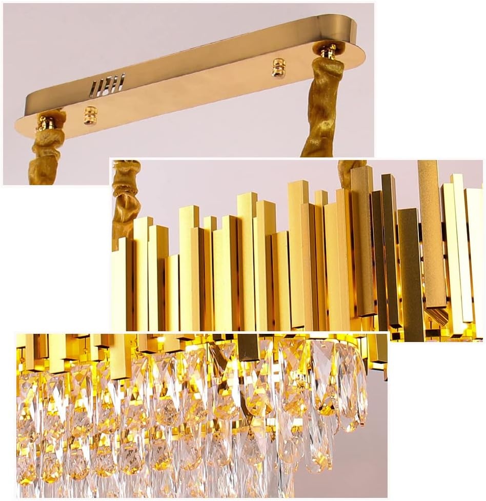 FRIXCHUR Moderne Kristallen Kroonluchter Goud 3-laags Ovaal Messing