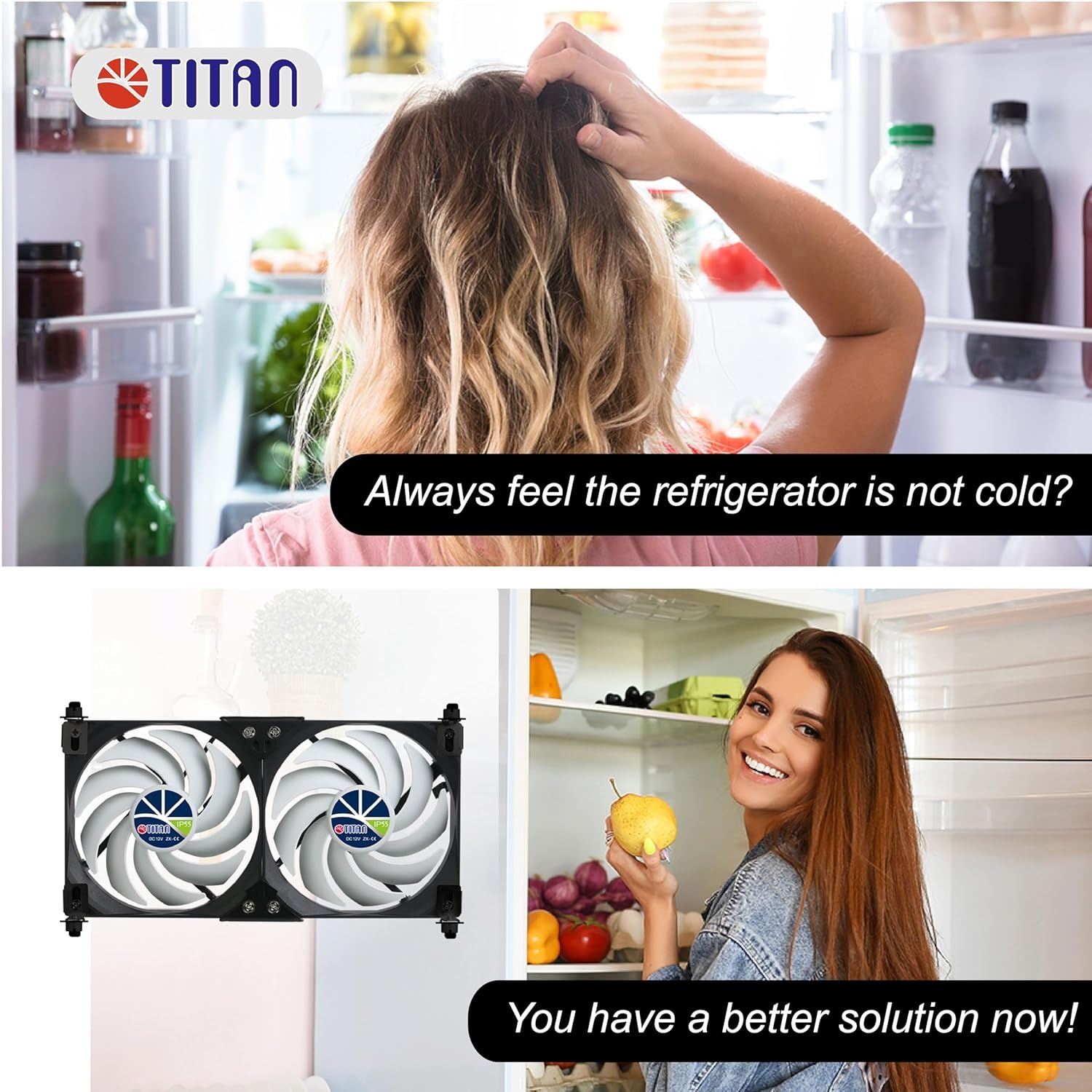 TITAN TTC SC22 Koelkastventilator, nu met geïntegreerde gelijkrichter (120mm(V2+))