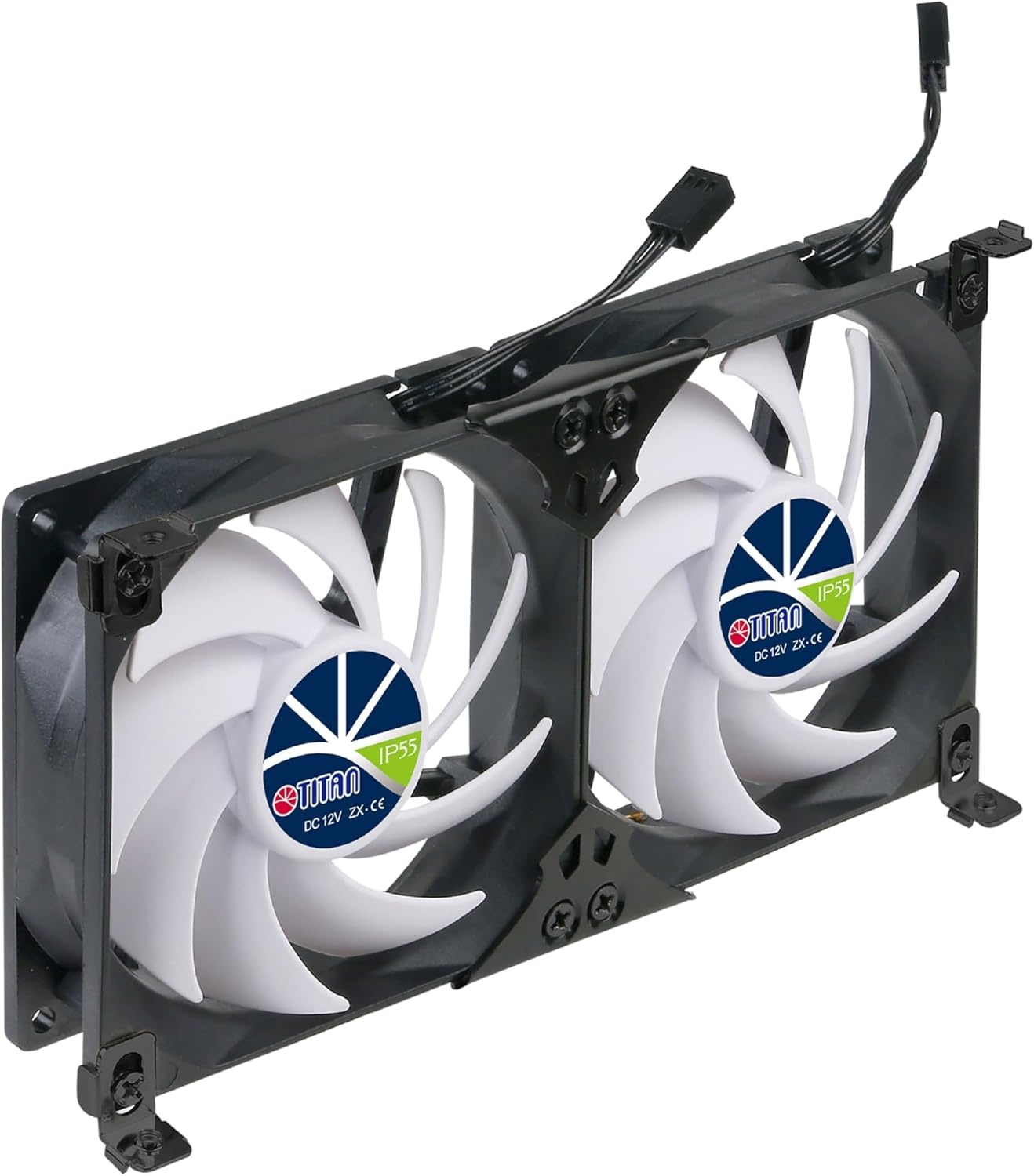 TITAN Dubbel Ventilatiesysteem 12V DC IP55 Waterdicht met Timer en Snelheidsregelaar - 90mm