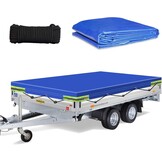 Platte Aanhangertarp 500g PVC, Waterdicht en Scheurvast, met Reflecterende Strepen (208 x 114 x 10 cm)