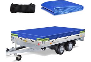 Platte Aanhangertarp 500g PVC Blauw - 25% Korting!