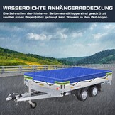 Platte Aanhangertarp 500g PVC, Waterdicht en Scheurvast, met Reflecterende Strepen (208 x 114 x 10 cm)