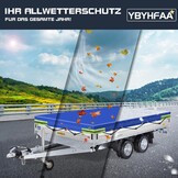 Platte Aanhangertarp 500g PVC, Waterdicht en Scheurvast, met Reflecterende Strepen (208 x 114 x 10 cm)