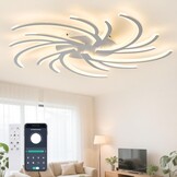 Led-plafondlamp, dimbaar, led-woonkamerlamp met afstandsbediening, app-kleurverandering, moderne woonkamerlamp, plafondlamp, energiebesparend, dimbaar, plafondverlichting (wit, 5 koppen)