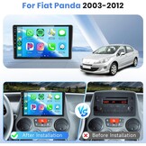 Podofo Carplay Autoradio voor Fiat Panda 2003-2012, 9” Touchscreen Autoradio 2G+64G met Wireless Carplay Android Auto, Bluetooth/GPS/WiFi/FM/SWC/HiFi/USB+Roercamera