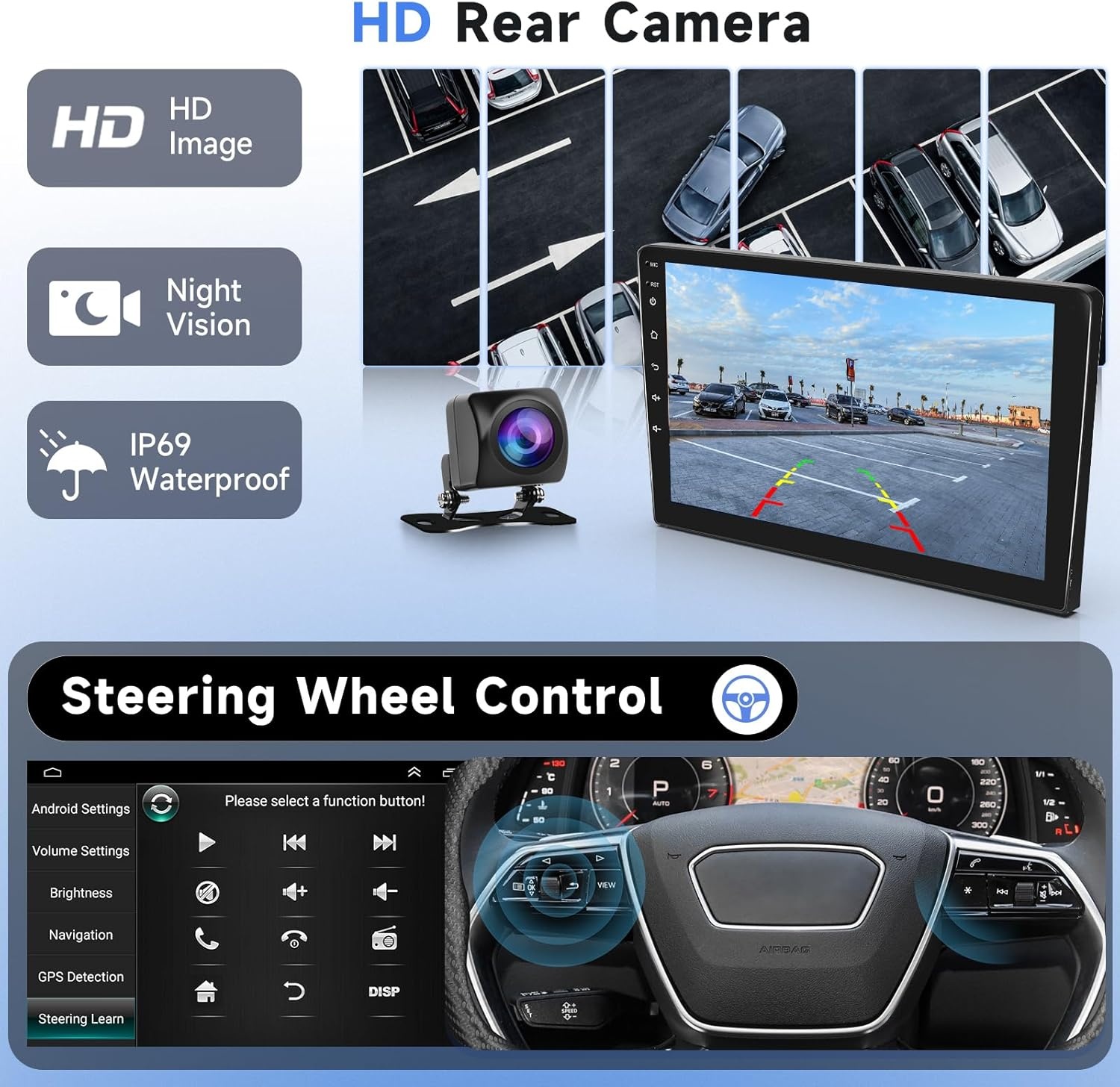 Podofo Carplay Autoradio voor Fiat Panda 2003-2012, 9” Touchscreen Autoradio 2G+64G met Wireless Carplay Android Auto, Bluetooth/GPS/WiFi/FM/SWC/HiFi/USB+Roercamera