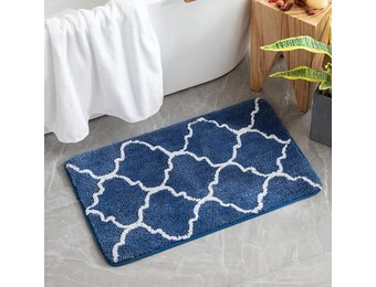 MIULEE Rechthoekige Badkamermat met Marokkaans Motief - Antislip en Zacht - Microvezel - 60x90CM Donkerblauw