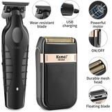 KEMEI Professionele Haar- en Baardtrimmer Set met Scheerapparaat, Draadloos, T-Blade, USB Oplaadbaar