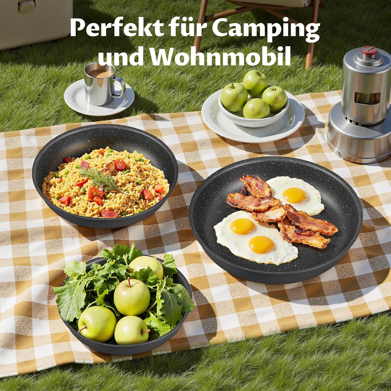 Fadware Anti-aanbakpan met afneembaar handvat, antiaanbakpan set voor inductiekookplaten, 4 stuks koekenpannenset voor alle kookplaten