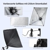 FGen Softbox Studioset, 2x 50x70 cm Softboxen, 2x 135W Daglichtlampen, 2x Lichtstatieven