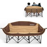KingCamp Dubbele Campingstoel Khaki - 3 Personen, 450 kg draagvermogen, opvouwbaar