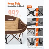 KingCamp Dubbele Campingstoel Khaki - 3 Personen, 450 kg draagvermogen, opvouwbaar