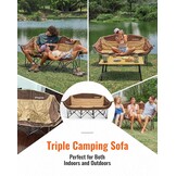 KingCamp Dubbele Campingstoel Khaki - 3 Personen, 450 kg draagvermogen, opvouwbaar