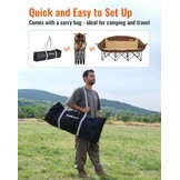 KingCamp Dubbele Campingstoel Khaki - 3 Personen, 450 kg draagvermogen, opvouwbaar