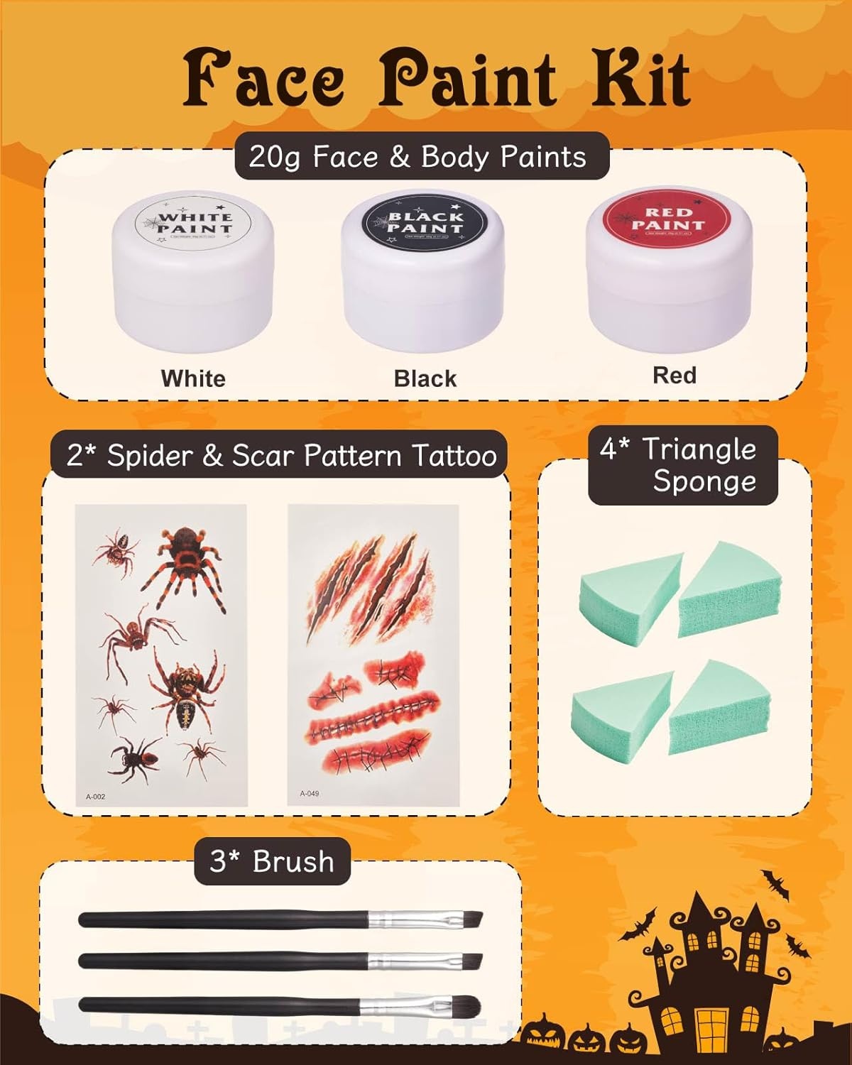 Lictin Face & Body Paint Kit 3 Kleuren - 12% Korting!