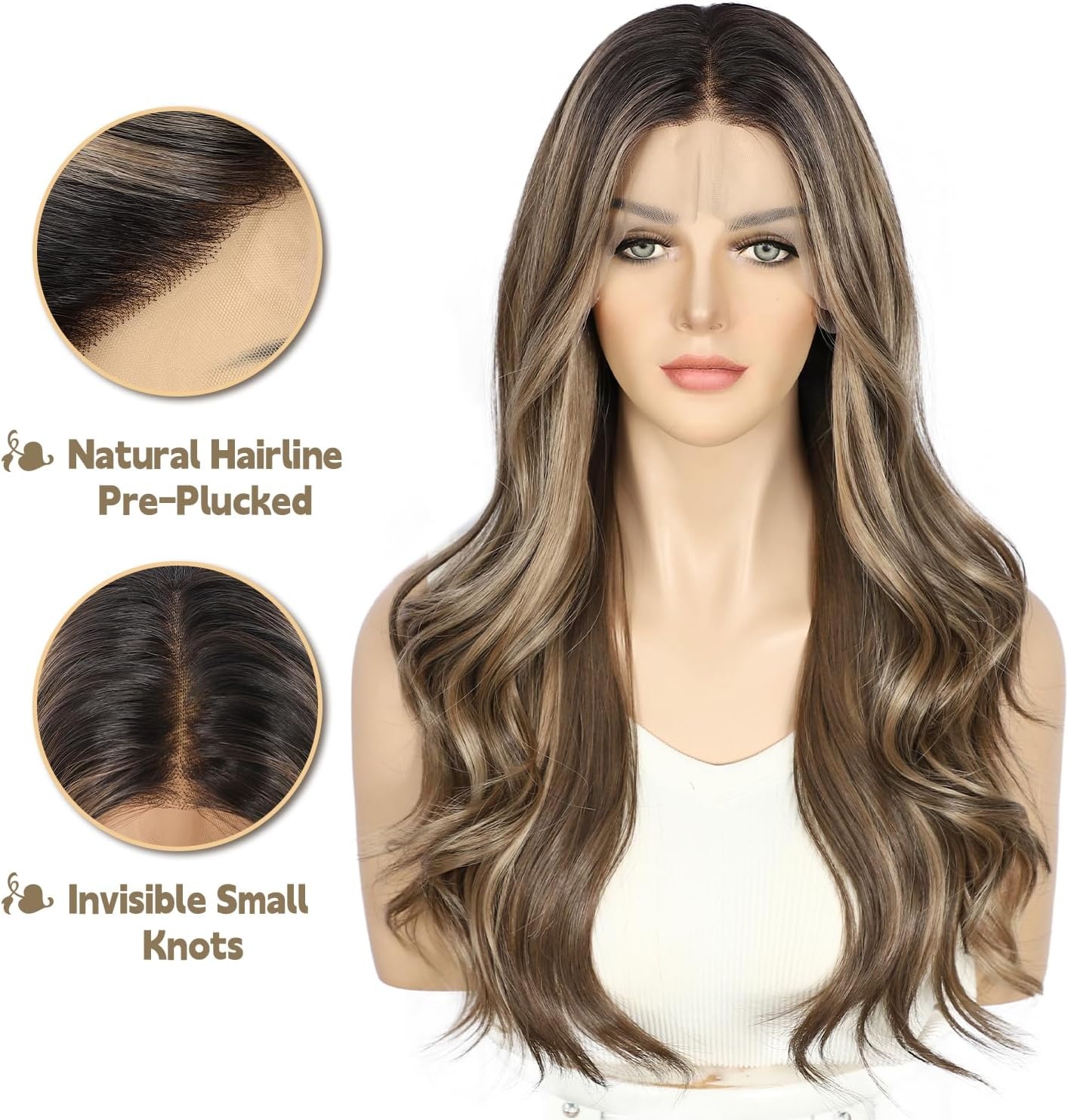 Sapphirewigs Bruine Golvende Kantpruik - 32% Korting!