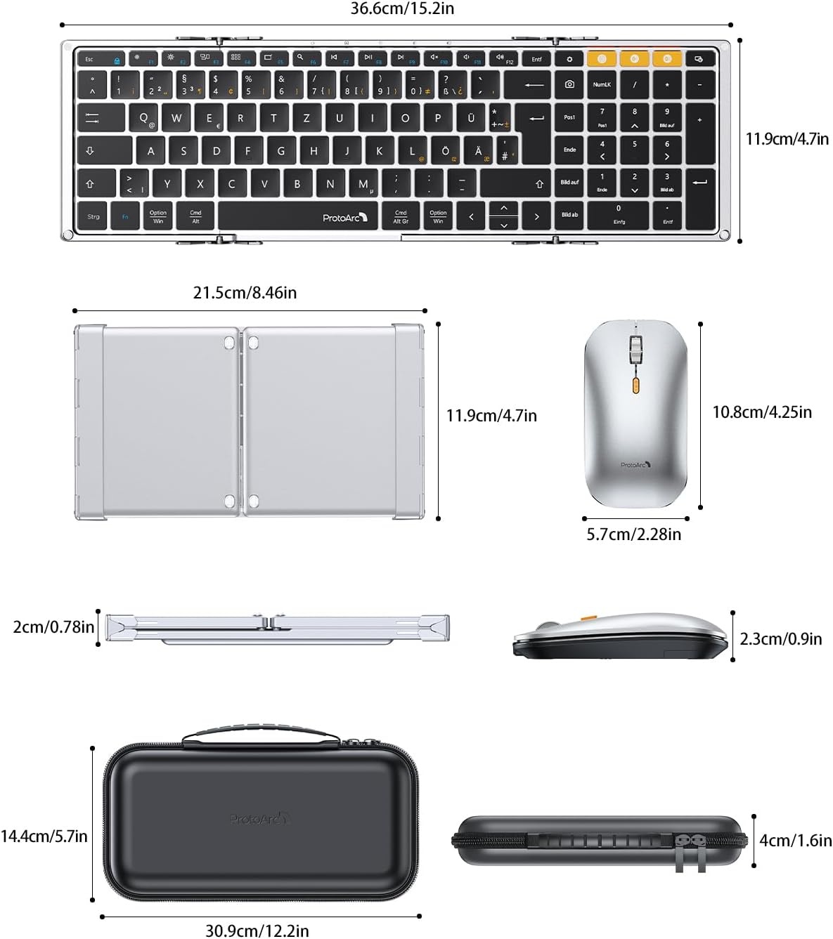ProtoArc XKM01 Vouwbaar QWERTZ Toetsenbord & Muis - 32% Korting!
