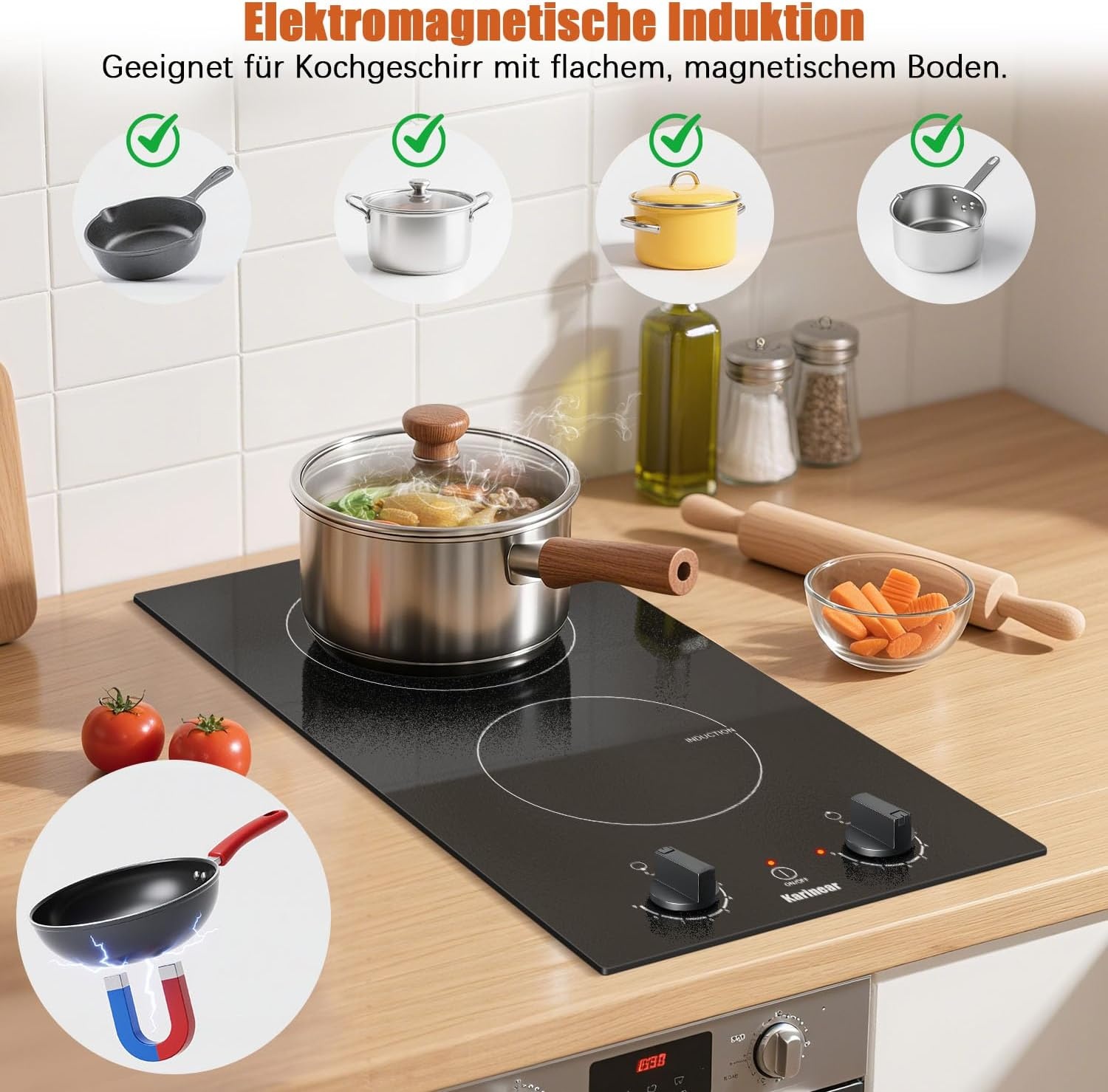 Karinear Inductiekookplaat 30cm | 2 Zones | 33% Korting