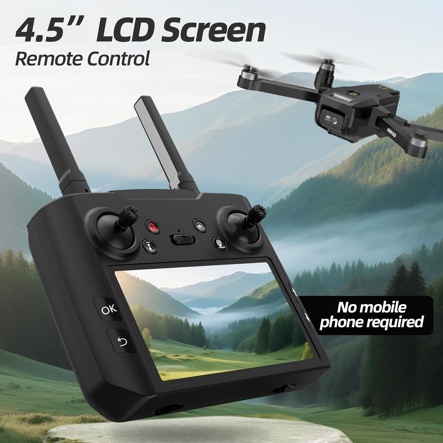 GPS Drone met 4,5" HD LCD, 34% Korting