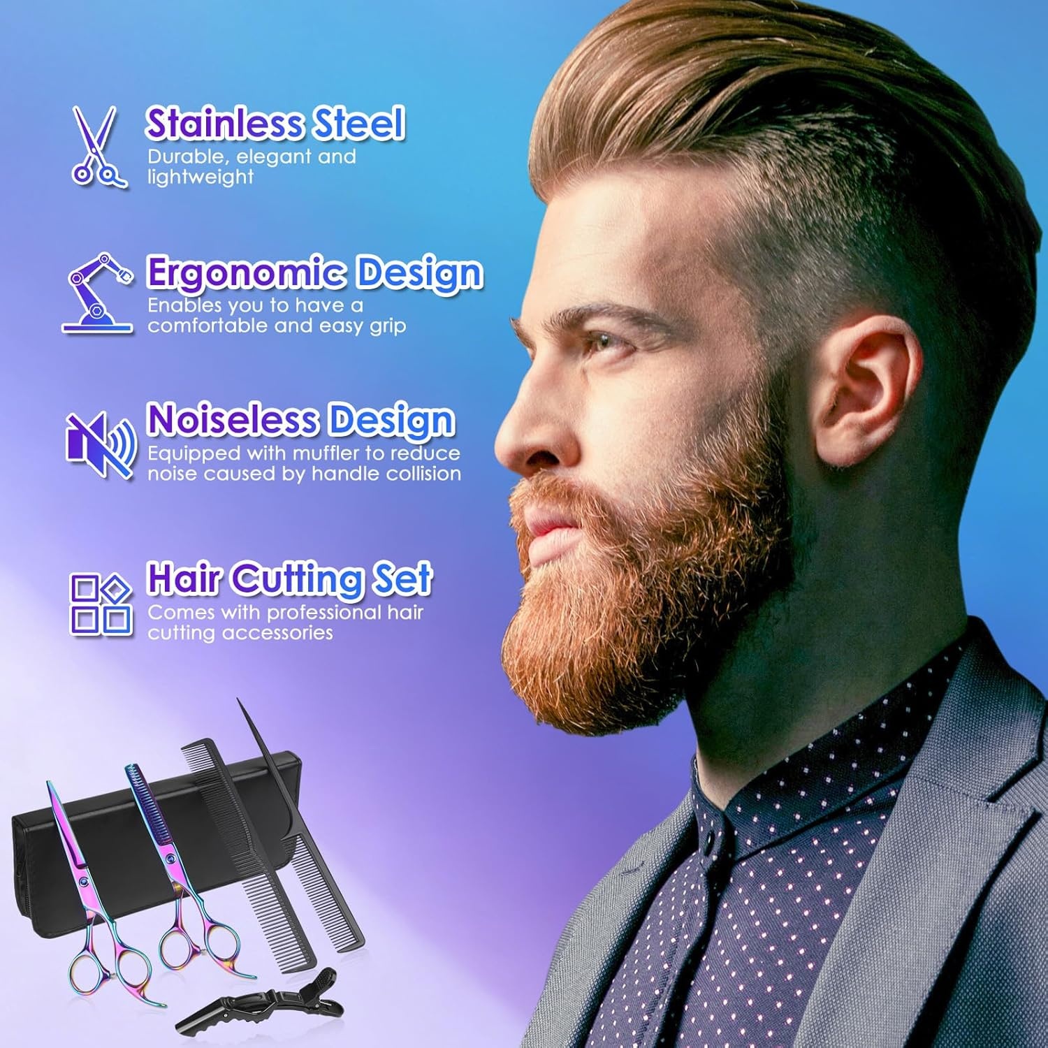 Lictin Kappersschaar Set RVS met Kam - 26% Korting