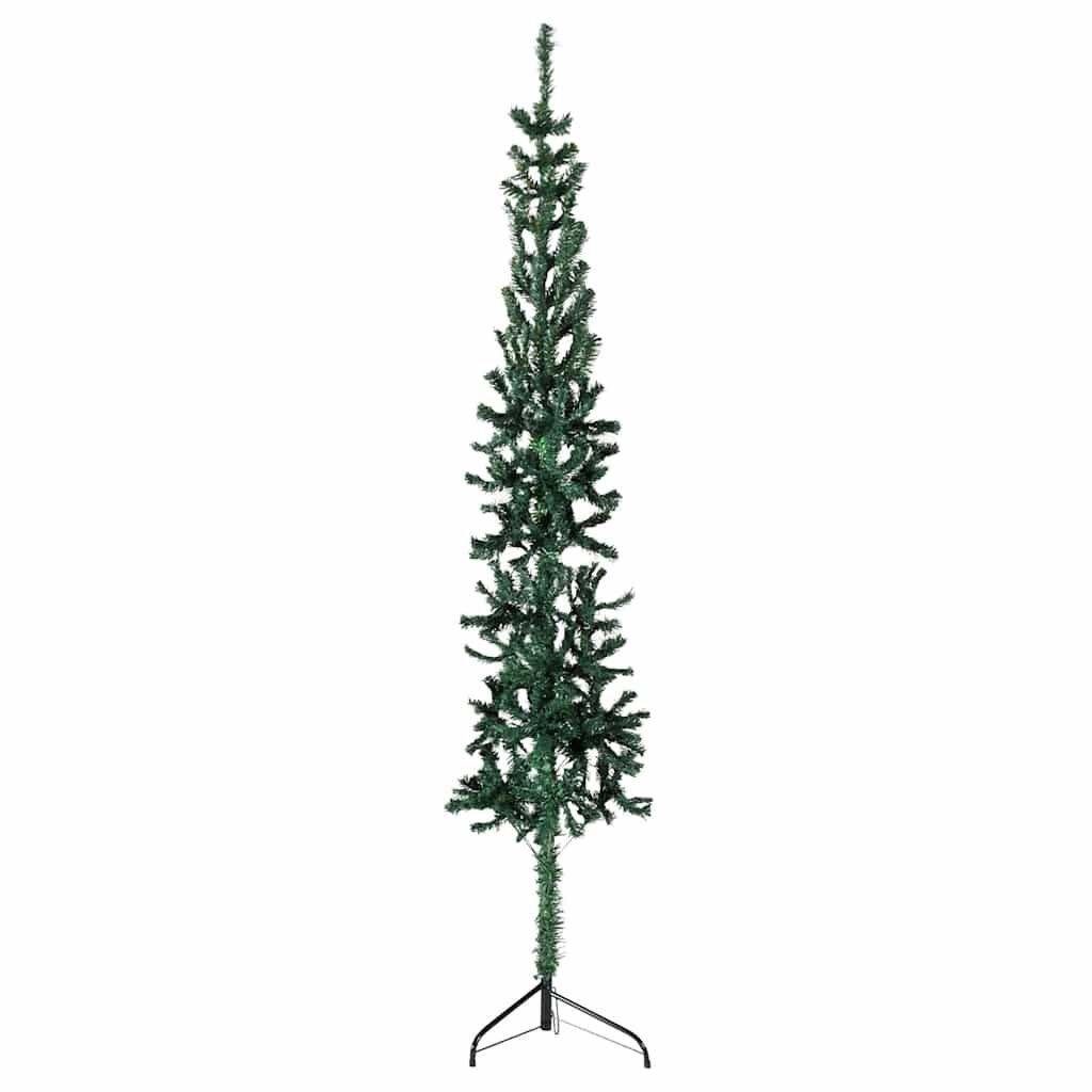 vidaXL Kunstkerstboom half met standaard smal 120 cm groen