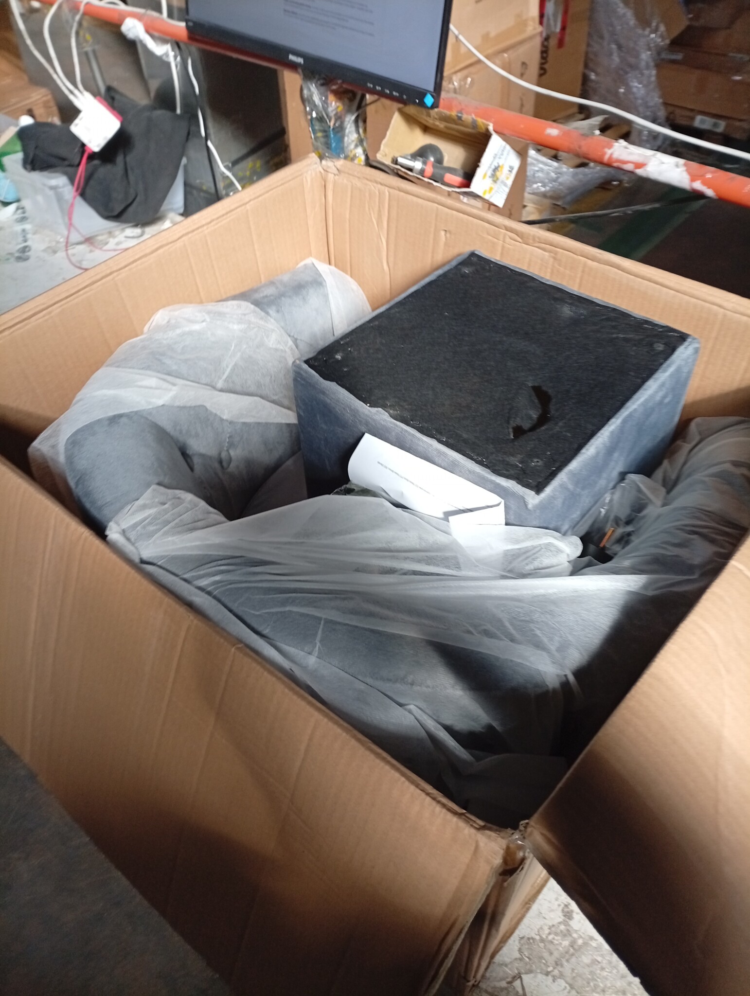 Kuipstoel met Voetenbank Fluweel Donkergrijs - 58% Korting!