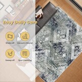 Vamcheer Abstract tapijt voor de woonkamer, vintage, antislip en wasbaar, 10 mm, dikke spons, tapijt voor slaapkamer, grote tapijten, superzacht, blauwgroen, 200 x 300