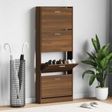 vidaXL Schoenenkast 59x17x150 cm bewerkt hout bruin eikenkleur