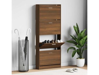 vidaXL Schoenenkast 59x17x150 cm bewerkt hout bruin eikenkleur