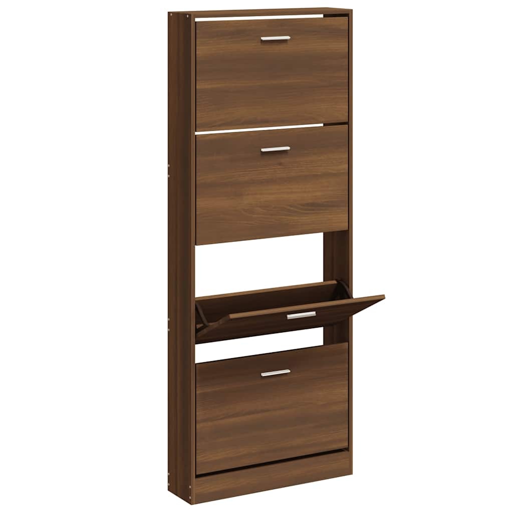vidaXL Schoenenkast 59x17x150 cm bewerkt hout bruin eikenkleur