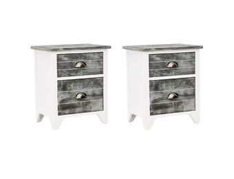 vidaXL Nachtkastjes 2 st met 2 lades grijs en wit