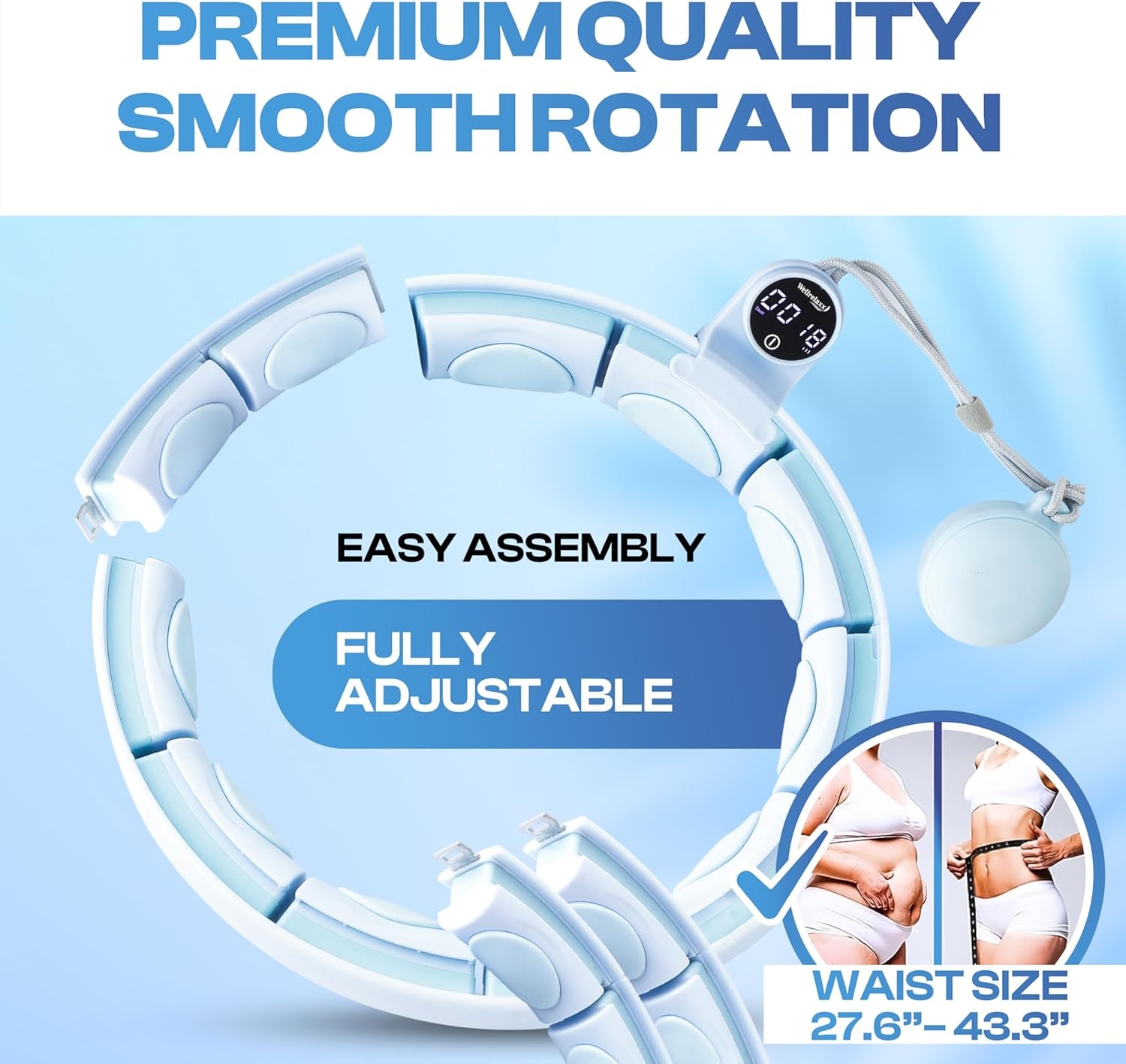 Verstelbare Smart Hula Hoop met Gewicht (70-110 cm) - Zwart/Grijs