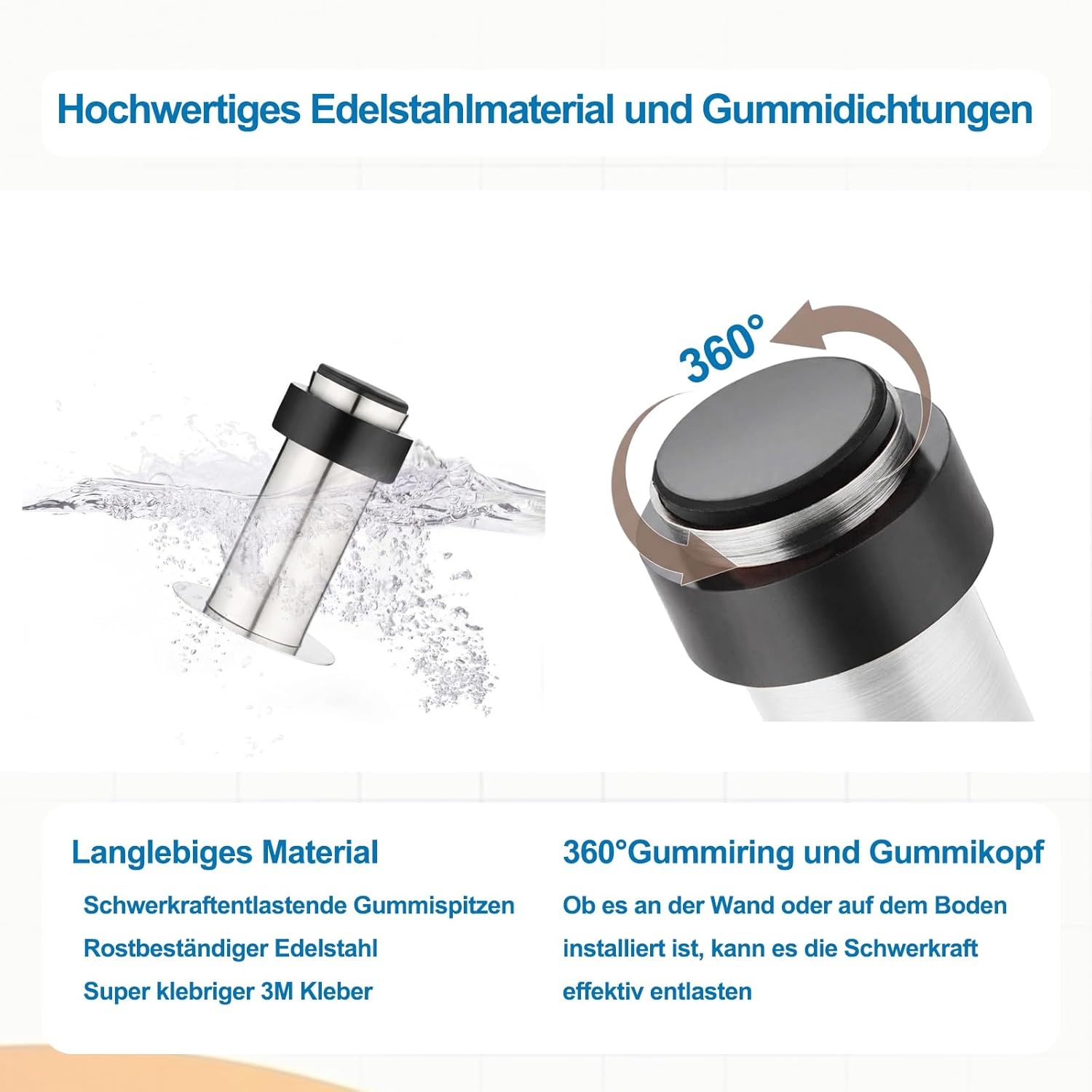 Deurstopper van roestvrij staal (Zilver/Silver, 6cm/2.36in)