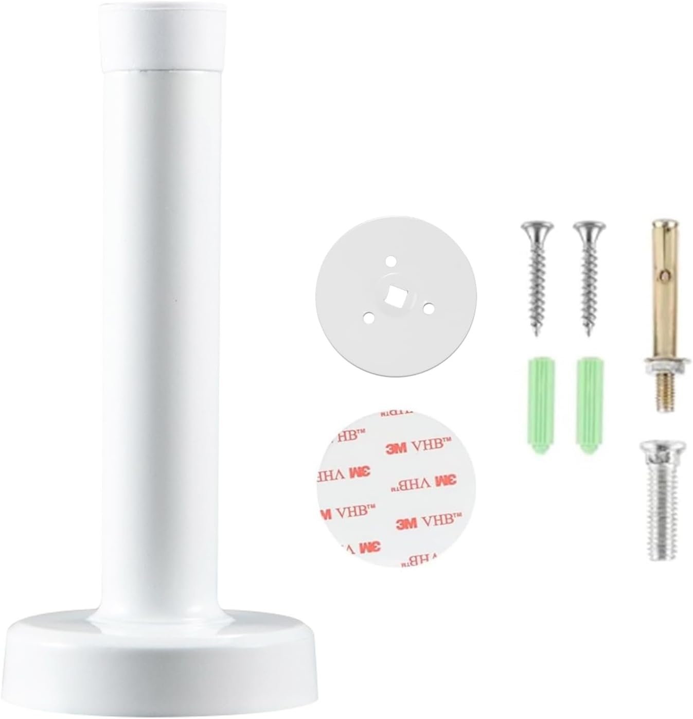 Deurstopper RVS Wit 25 cm - Zonder Boren, Met Rubber Ring