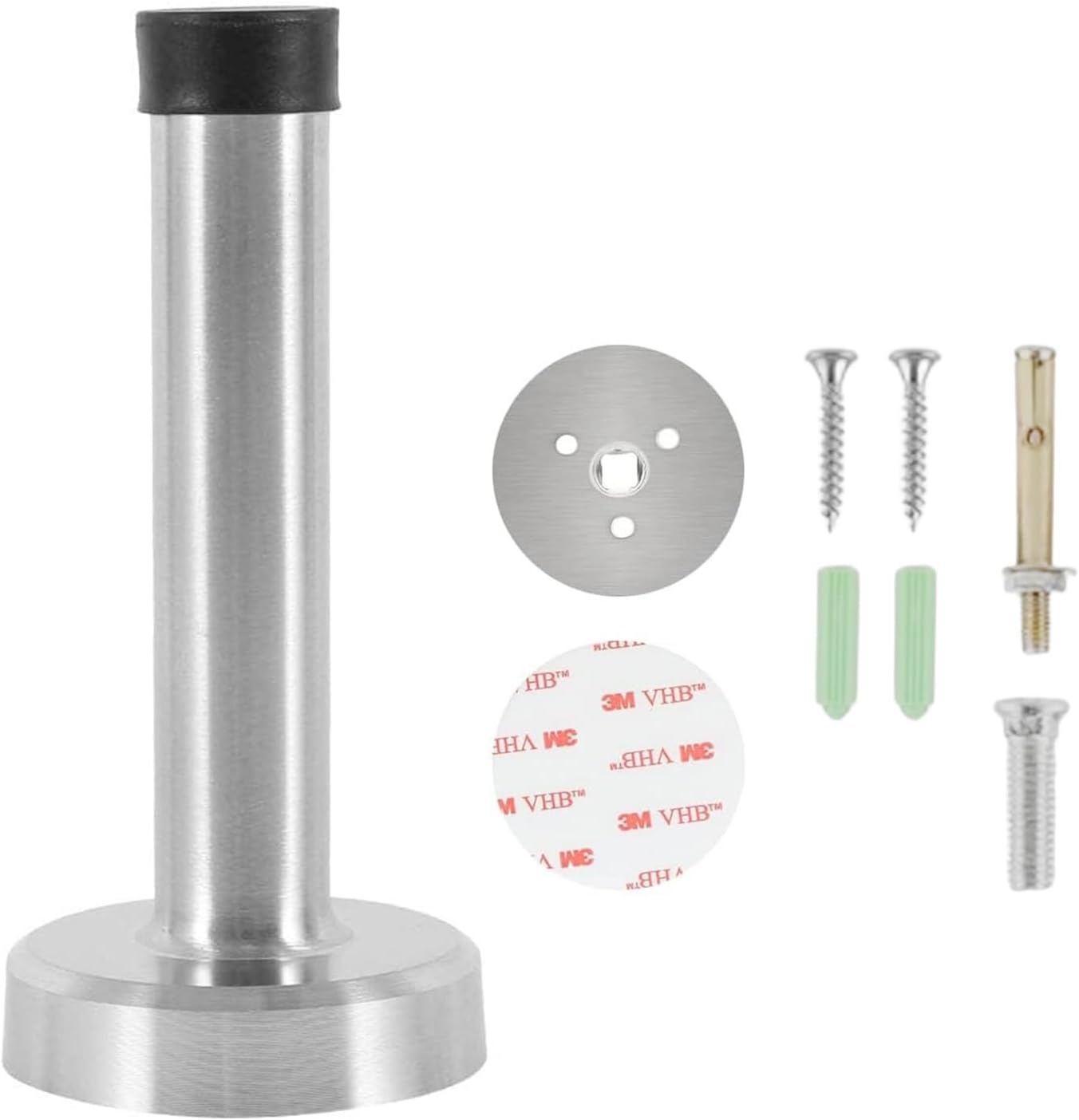 Deurstopper RVS Wit 25 cm - Zonder Boren, Met Rubber Ring