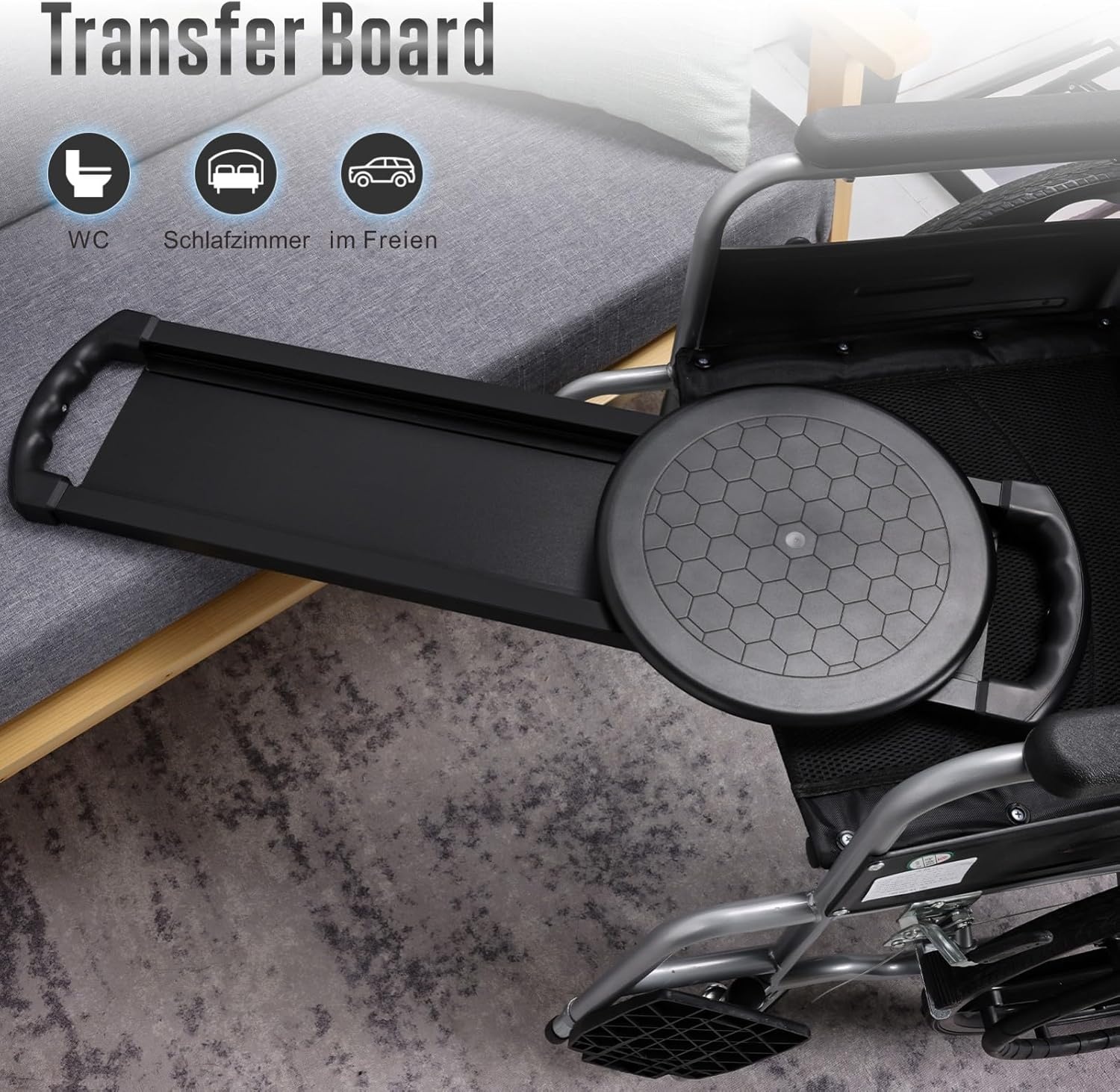 EASACE Transferplank met handvatten - 150 kg draagvermogen, ideaal voor ouderen en patiënten