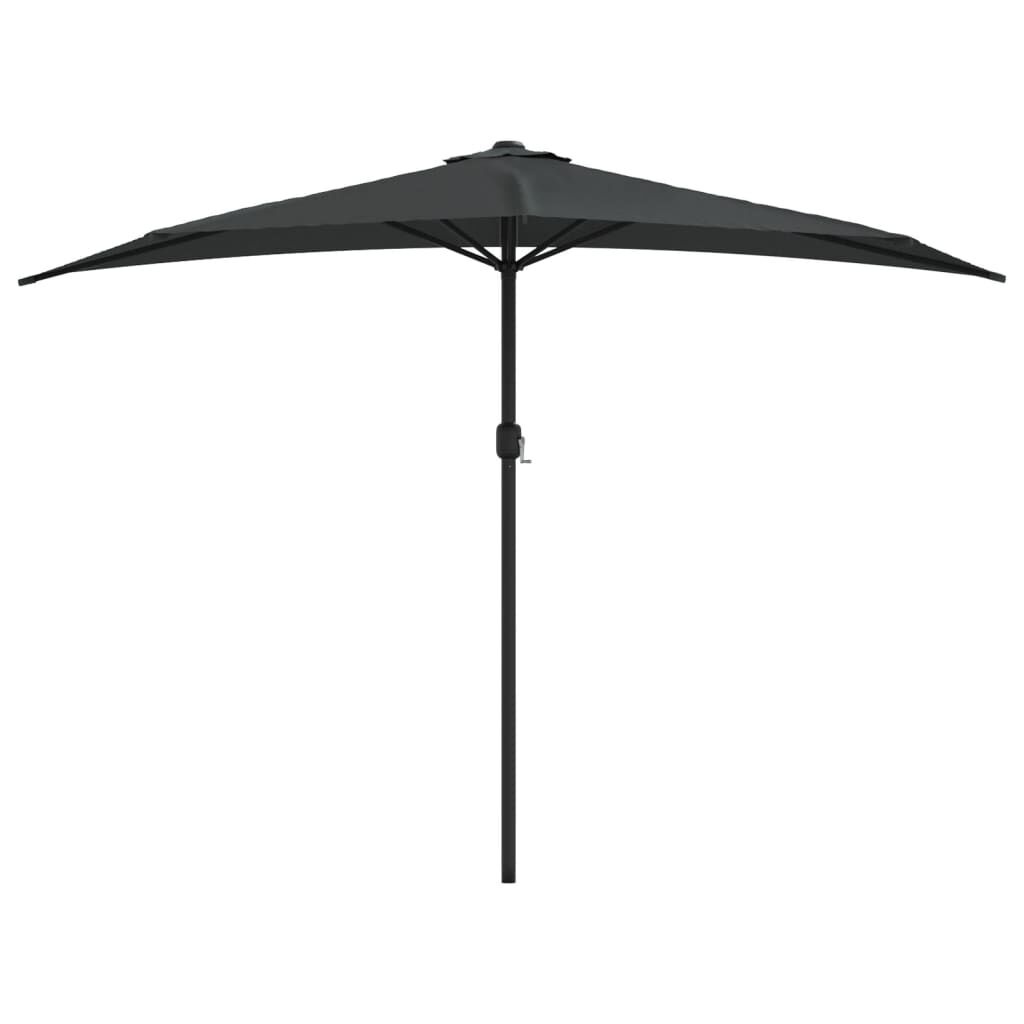 vidaXL Balkonparasol half met aluminium paal 300x155 cm antraciet