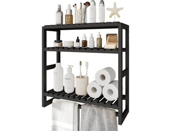 Bamworld Bamboe Badkamerrek 3-Laags Zwart - 50% Korting!