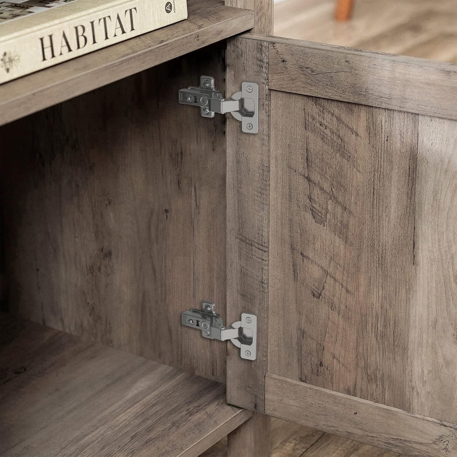 Furniware 2 stuks keukenkastscharnieren met zachte sluiting, 45mm gatspatiëring, zilver