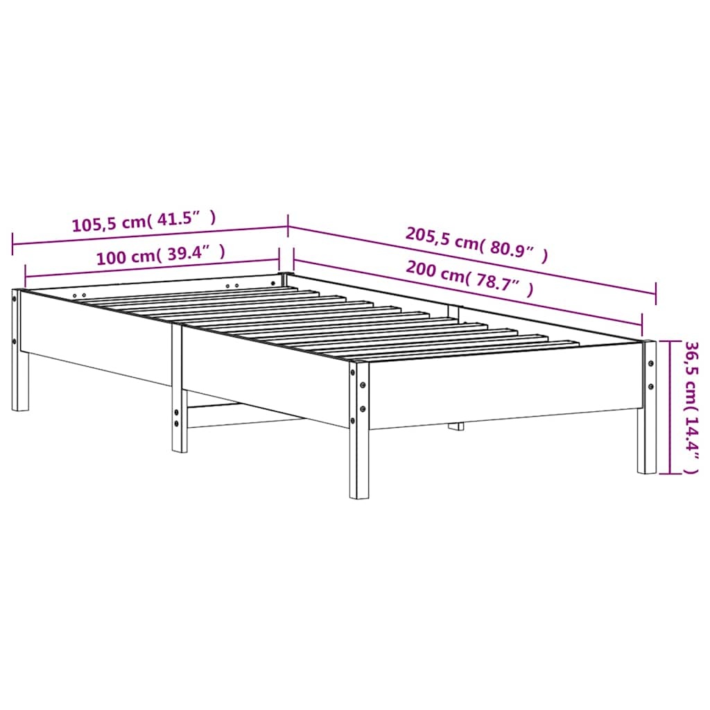 VidaXL Bedframe Grenenhout Wit 140x200 cm - 45% Korting